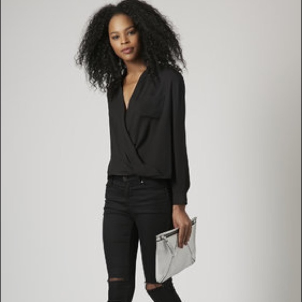 Topshop Drape Front Surplice Top - Size 2